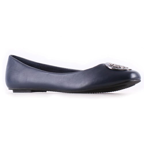 Women Pierre Dumas MONI 29 81012132 NAVY Slip-On Metallic Medallion Flat Shoes